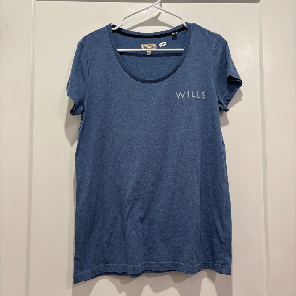 Jack Wills Mens Blue Heathered Short Sleeve Graphic T-Shirt Size US 10 UK 14